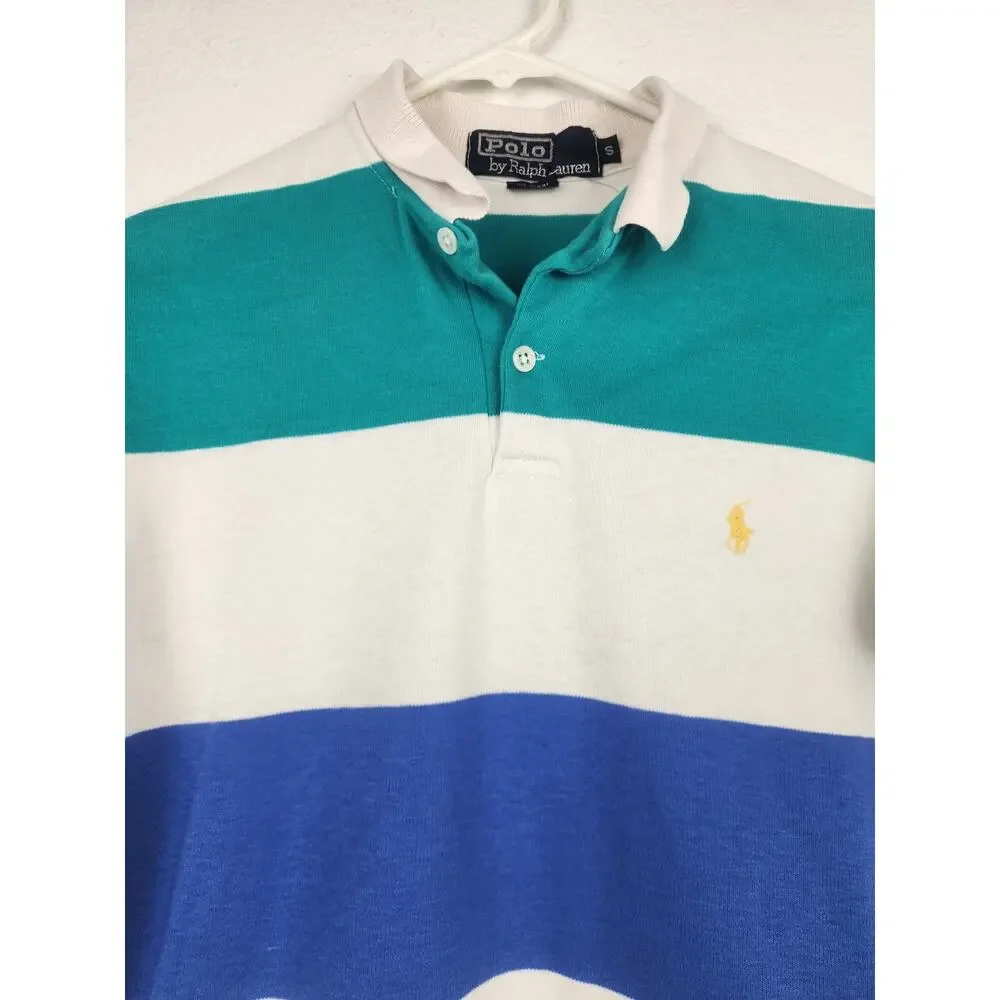 Vintage Polo by Ralph Lauren Polo Shirt Blue Red Green Colorblock Men Size Small